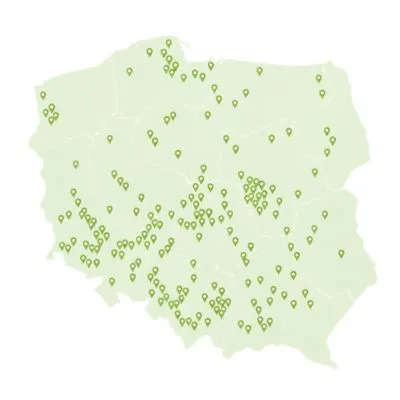 Mapa Polski z lokalizacjami gabinetów sieci Dobry Dietetyk